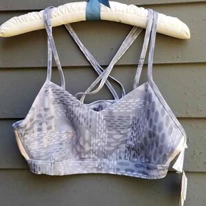 NWT Reebok Hero Gray Prin Strappy Bra Medium Intensity size XL